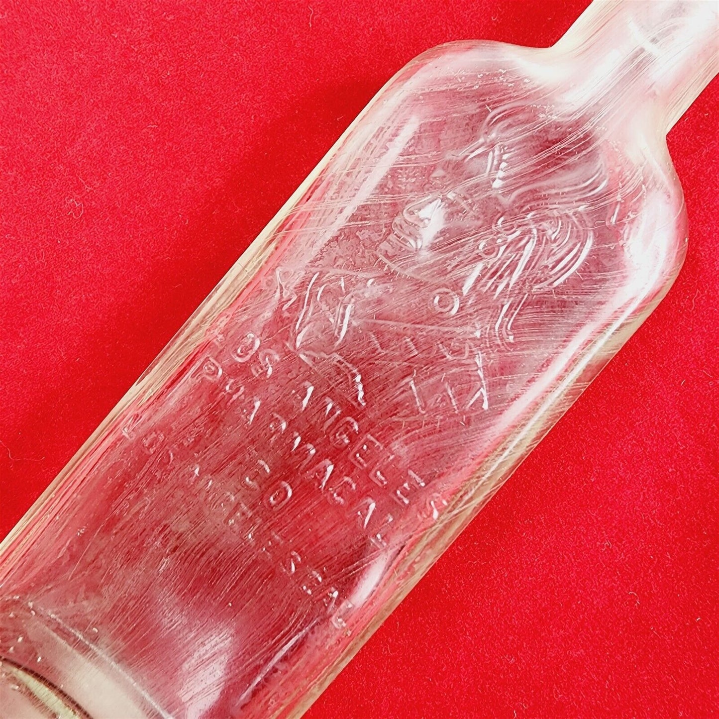 Vintage Embossed Indian Los Angeles CA Pharmacal Co. Glass Bottle Western Cali