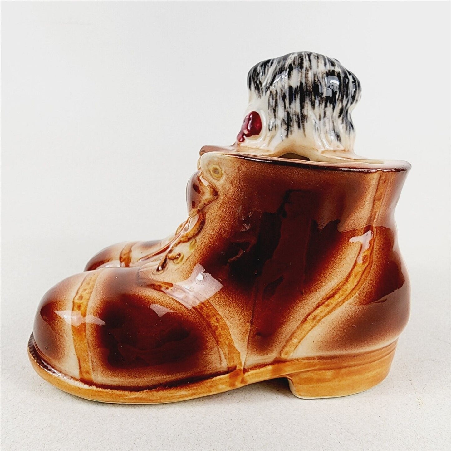 Vintage Cute Puppy in Shoes Boots Ceramic Vase Planter