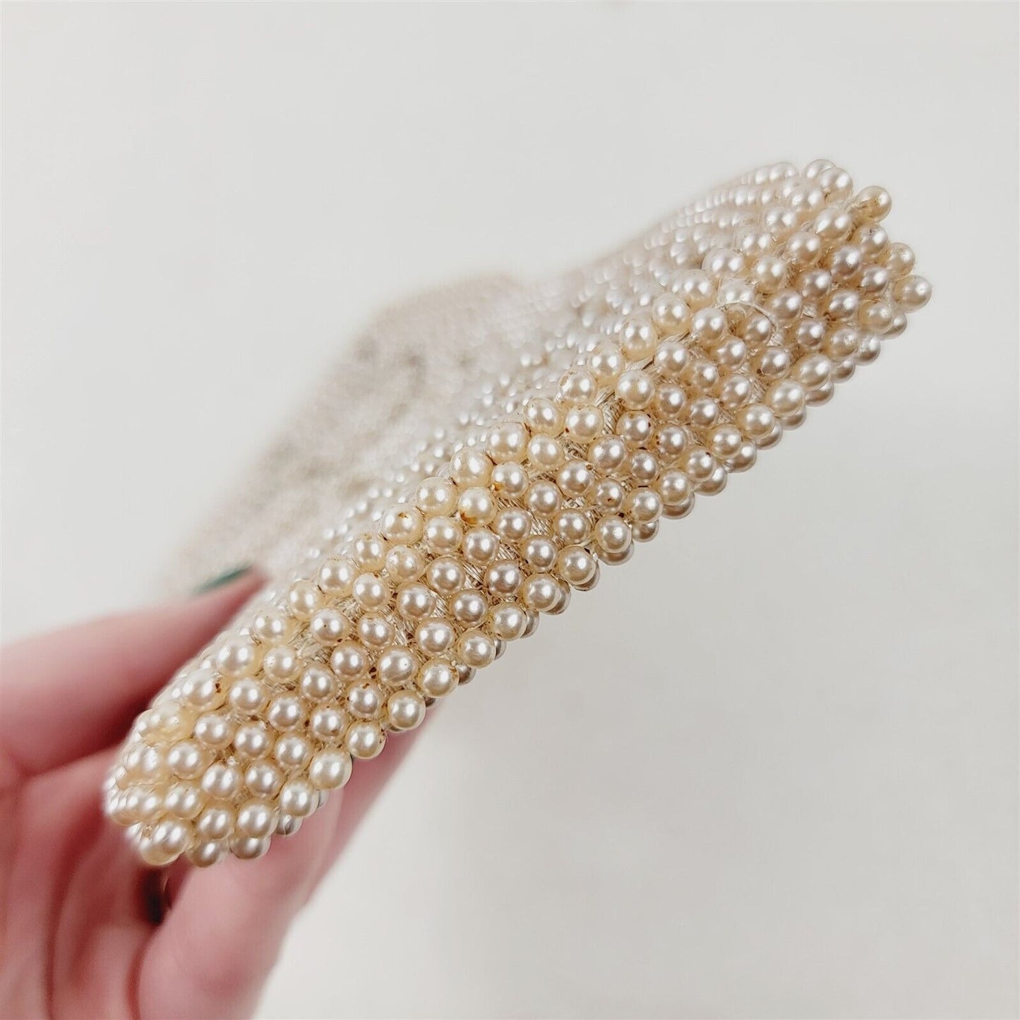 Vintage Faux Pearl Beaded Purse Clutch Bag Evening Formal Wallet 7x4