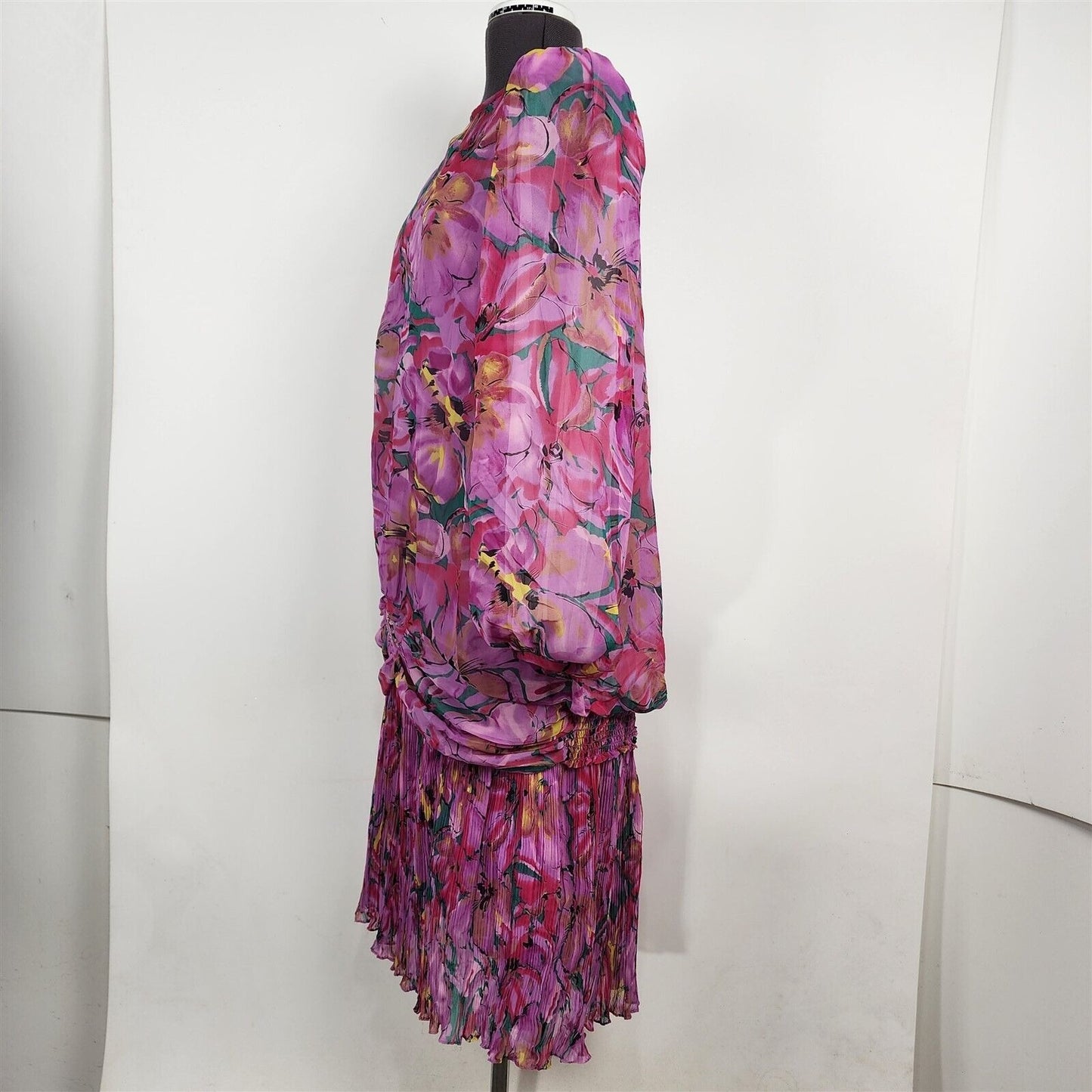 Vintage JoHanna York by Joan Davis Pink Abstract Floral 2 Piece Drop Waist Dress