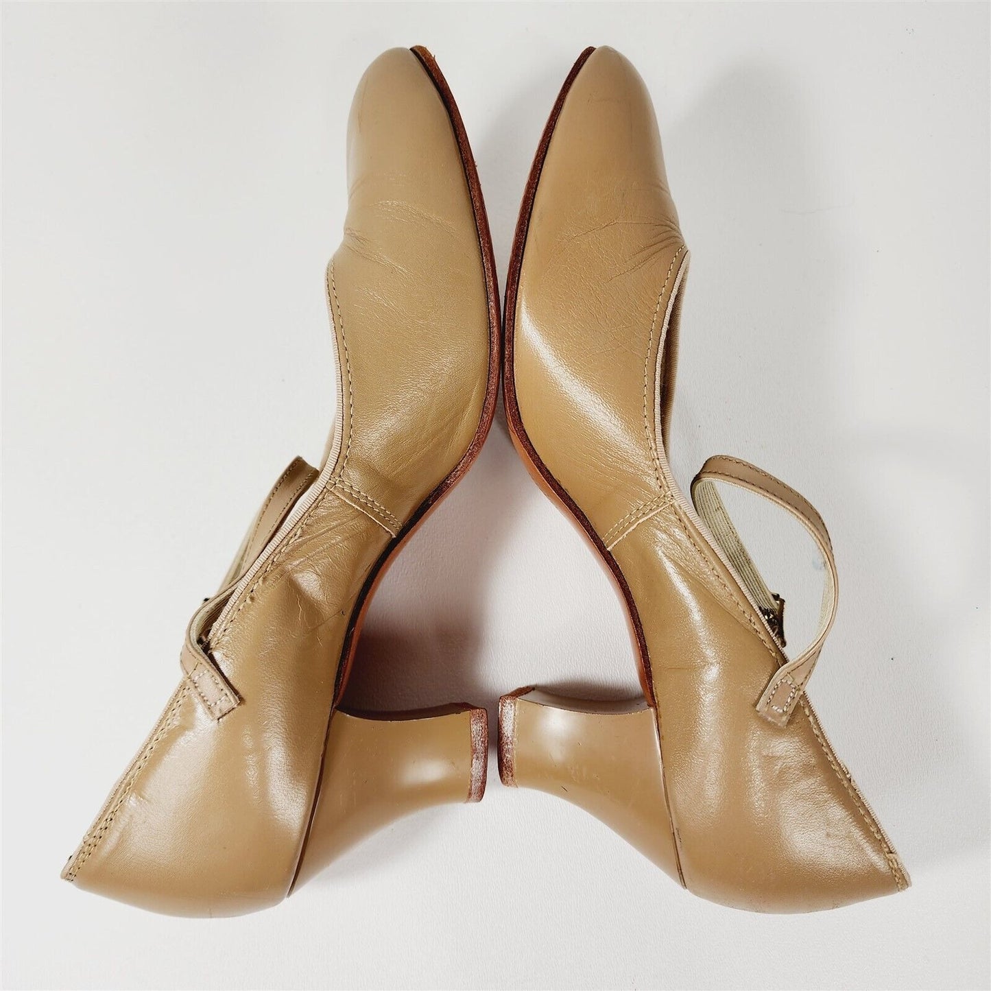 Vintage Taffy's Beige Nude Mary Jane Shoes Heels Size 8 B