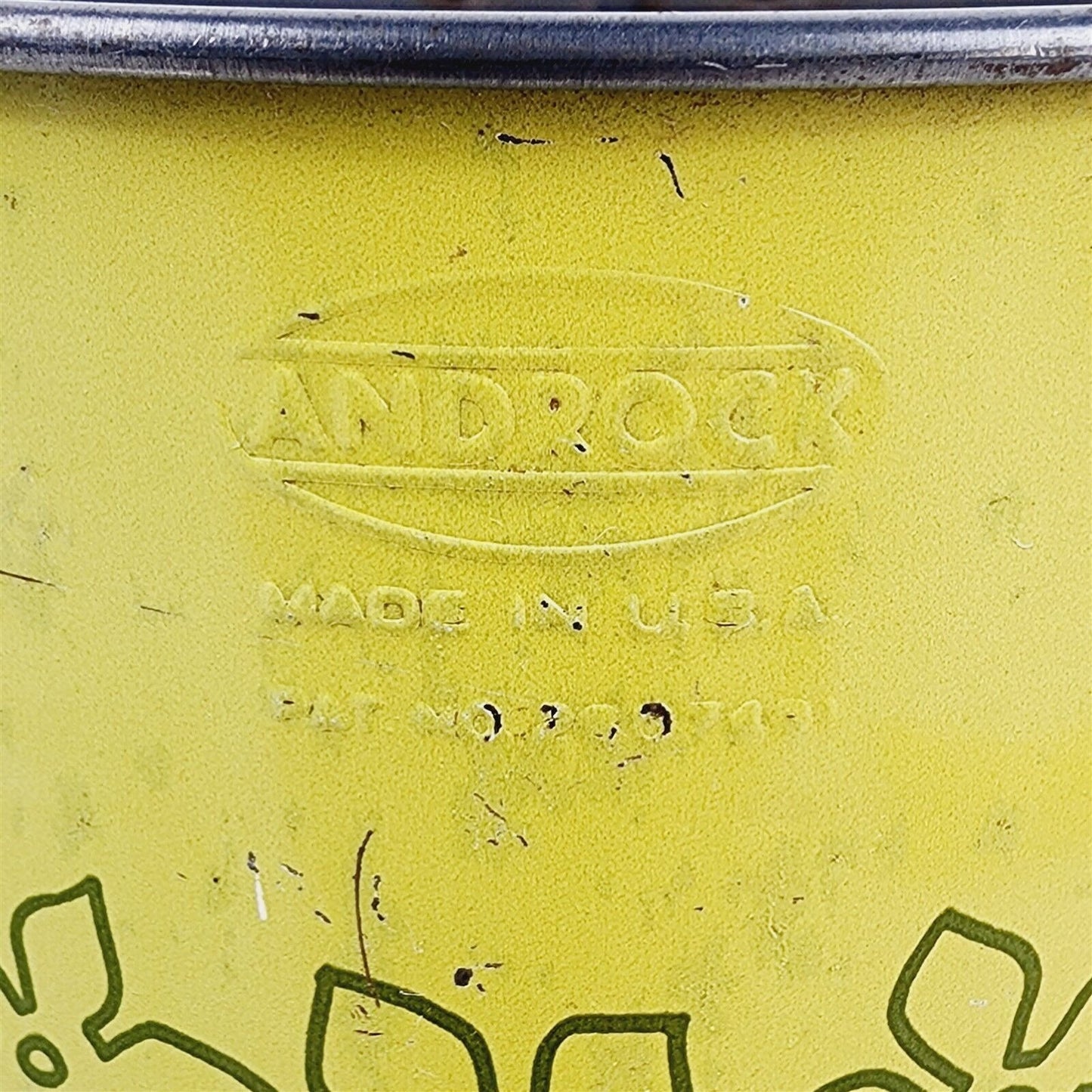 Vintage Androck Metal 3 Screen Flour Sifter Yellow/Green w/ Original Label