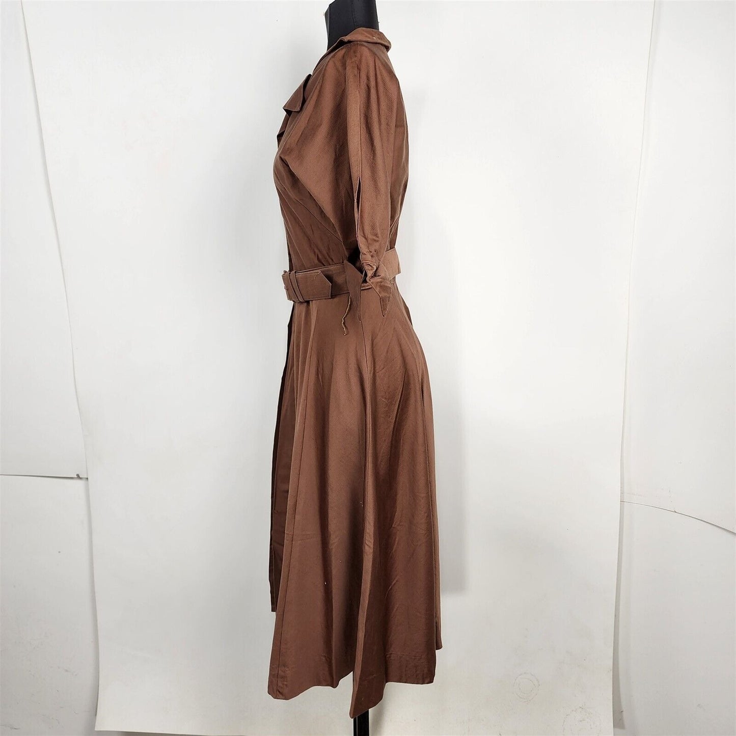 Vintage 1950s Helen of California Brown Shirt Dress Womens Size 6