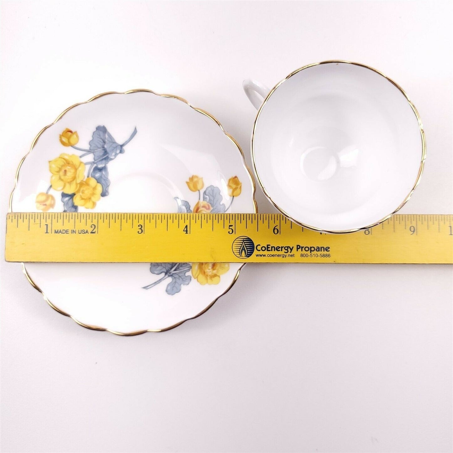 Rosina China England Bone Tea Cup & Saucer Yellow Flowers