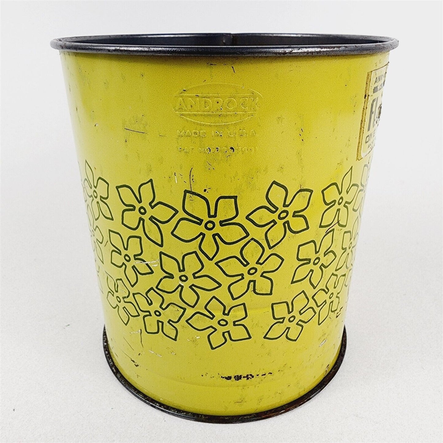 Vintage Androck Metal 3 Screen Flour Sifter Yellow/Green w/ Original Label