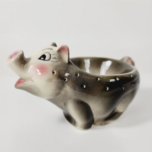 Vintage Ceramic Pig Hatpin Holder Bowl