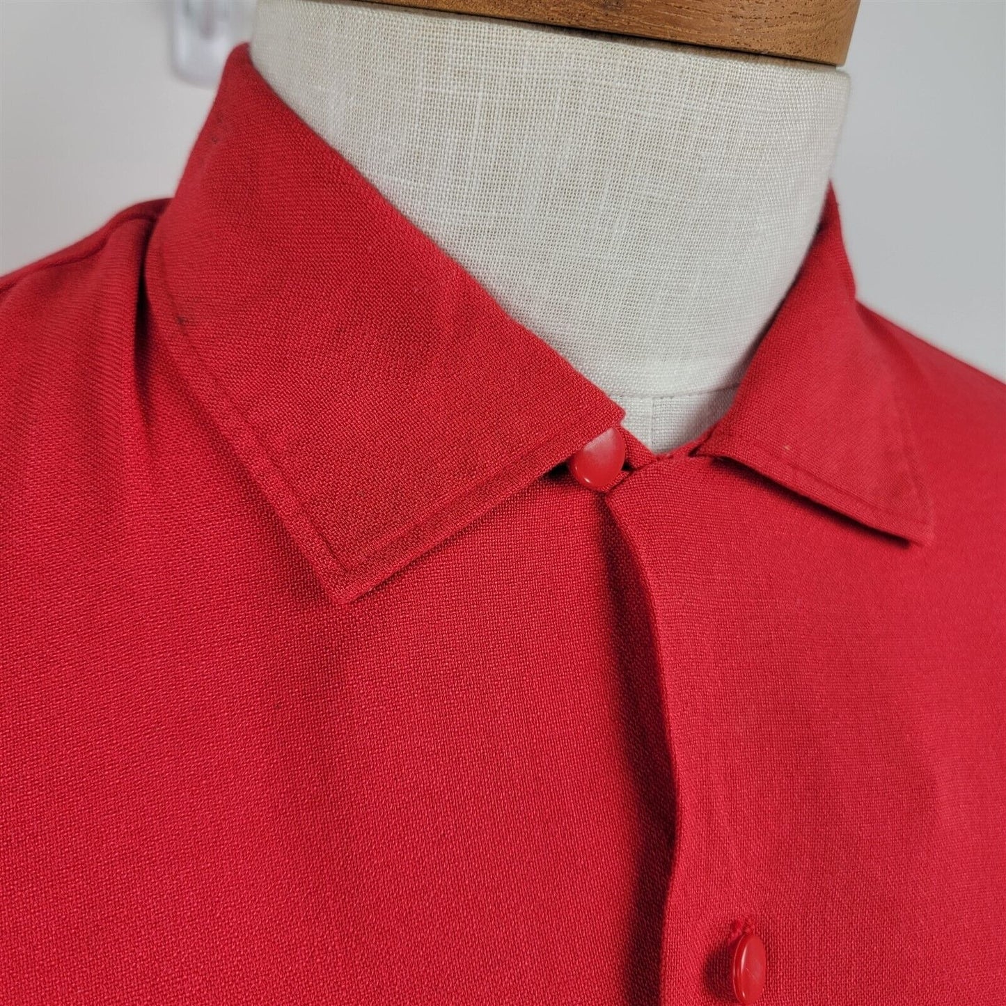 Vintage Da Vinci CA Red Long Sleeve Button Loop Collared Shirt Mens Size L