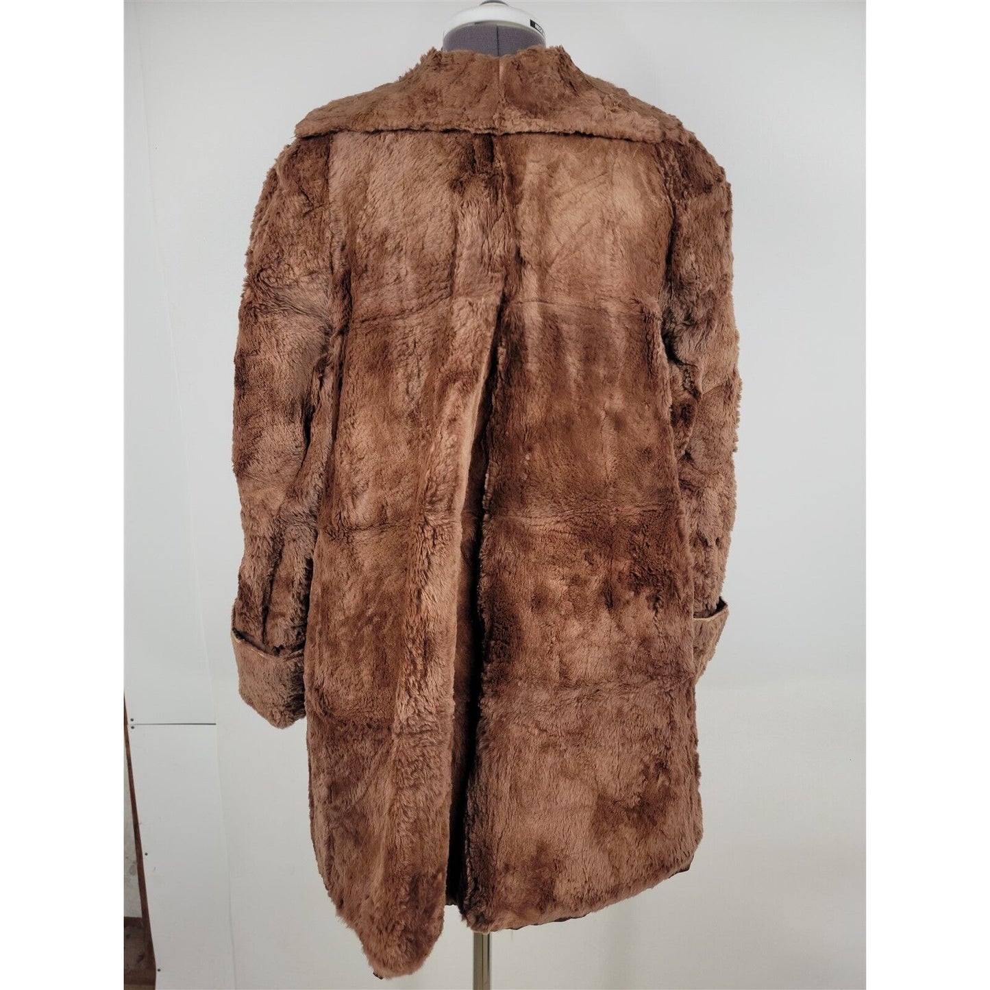 Vintage Brown Fur Coat Tight Short Fur Lined Womens L/XL