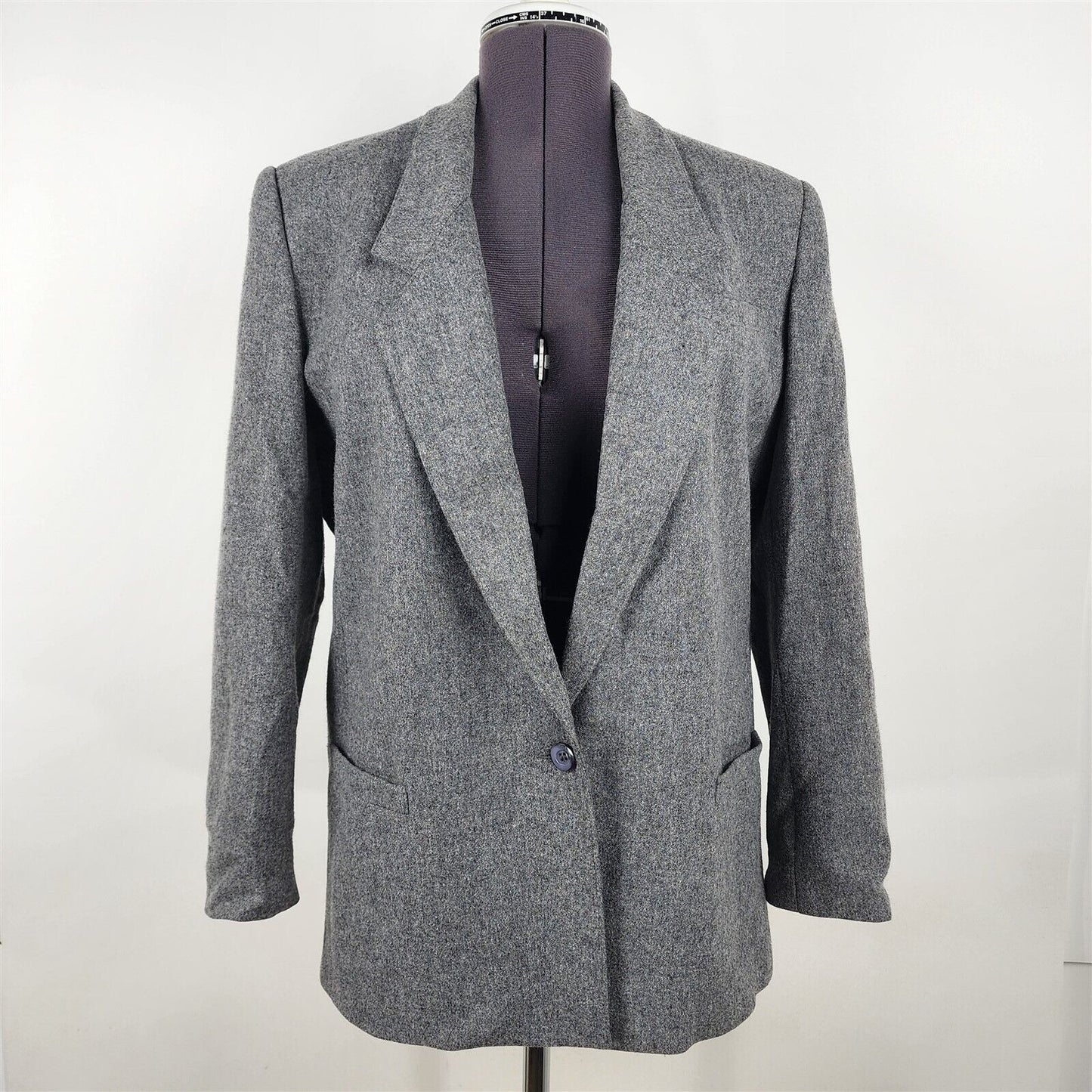 Vintage Career Gray Wool Blazer Womens Size 16