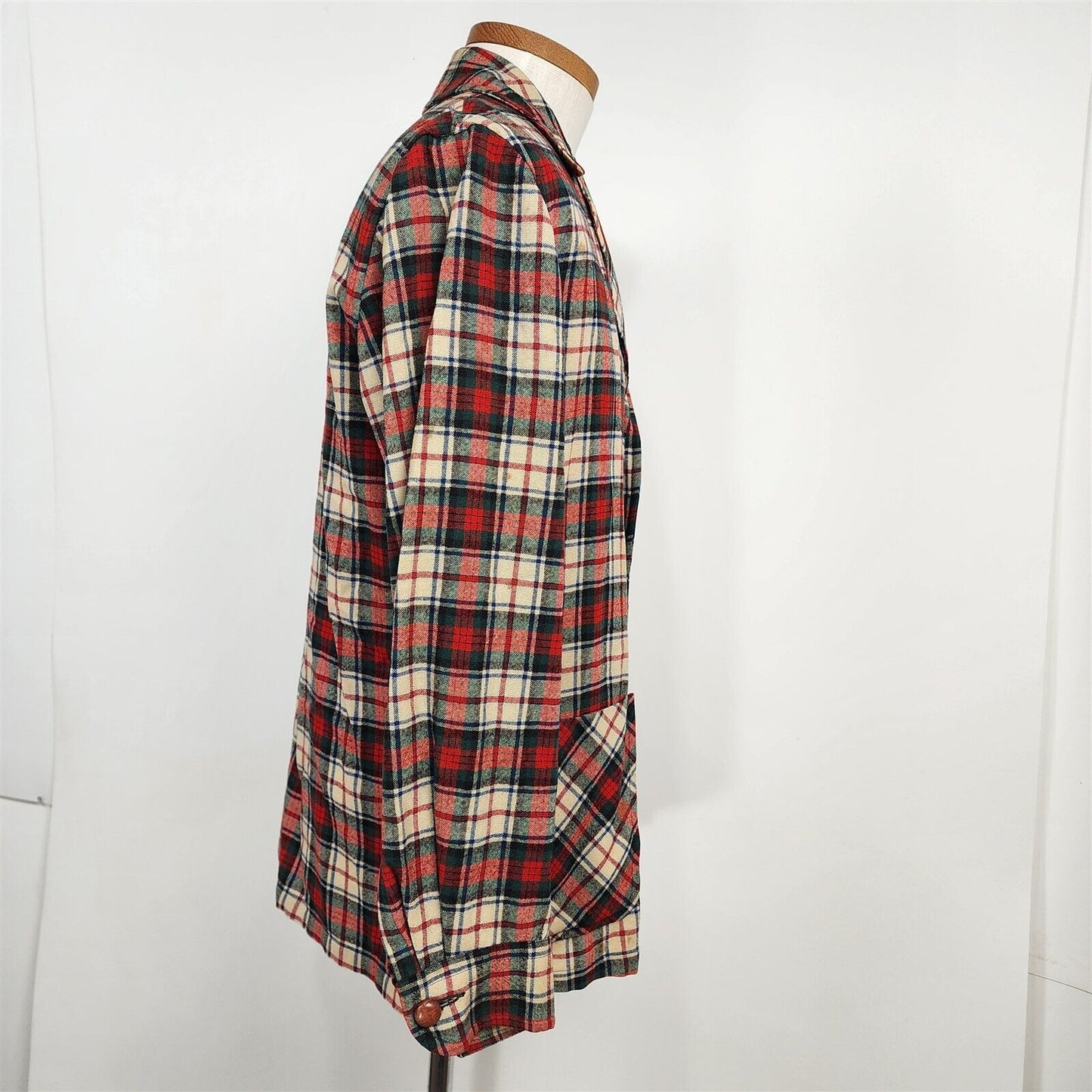 Vintage Wool Red Plaid 3 Button Sport Jacket Blazer Mens Size M