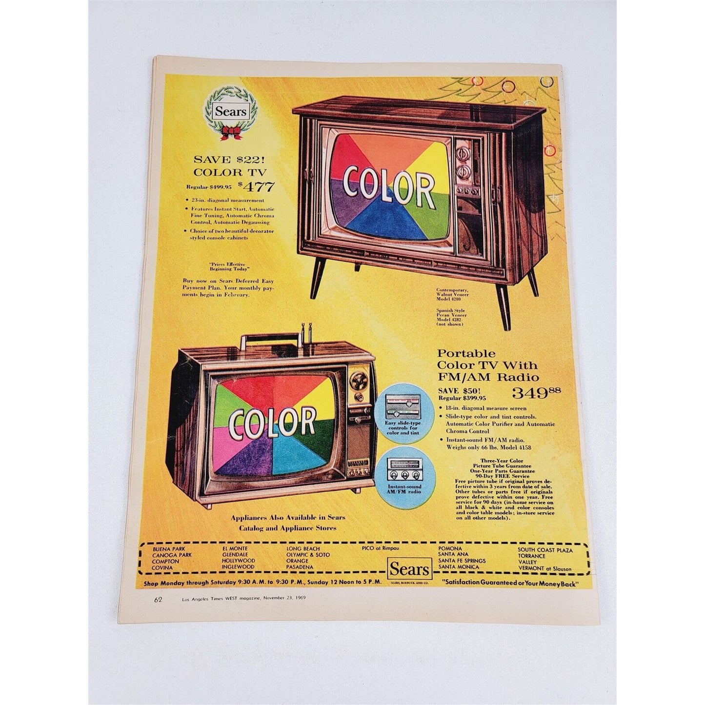 13 Pages Sears 1969 Christmas Sale Great Color Santa Toy TV 13.25" x 10.25"