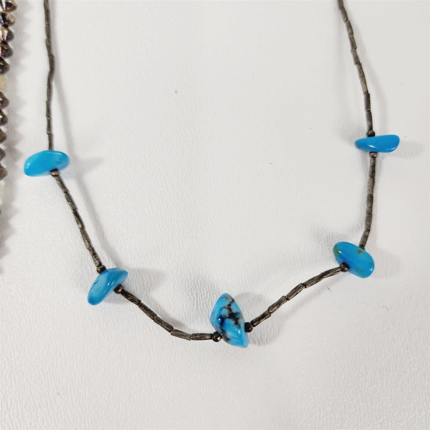 3 Vintage Liquid Sterling Beaded Turquoise Necklaces