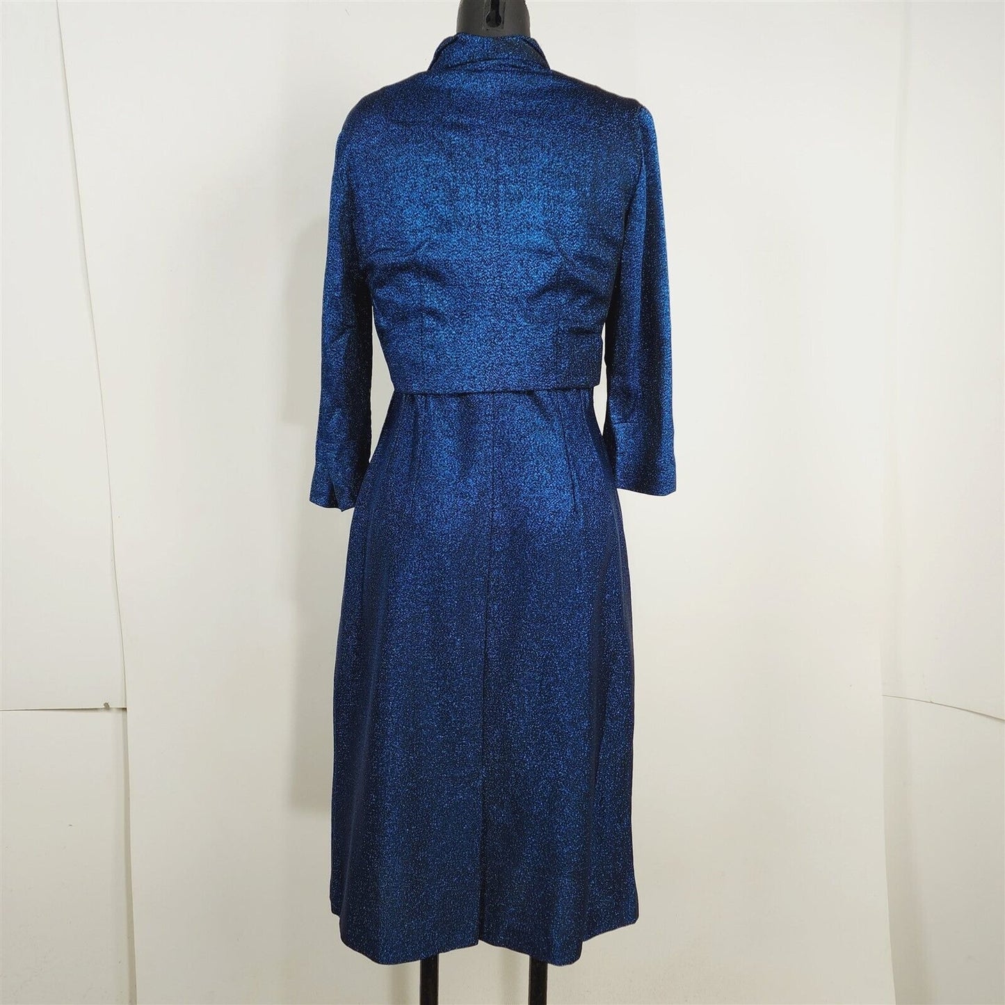 Vintage Blue/Black Shimmer Dress w/ Jacket Set