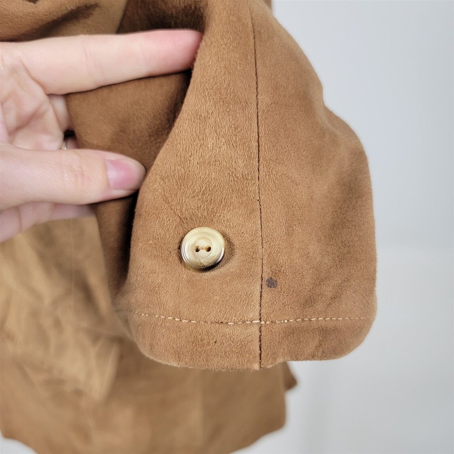 Vintage 1950s California Sportswear Tan Suede Button Front Leather Jacket Sz 40