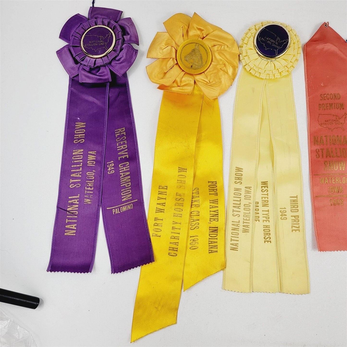 8 Vintage Waterloo Iowa Indiana Palomino Horse Parade Award Ribbons 1946-1950