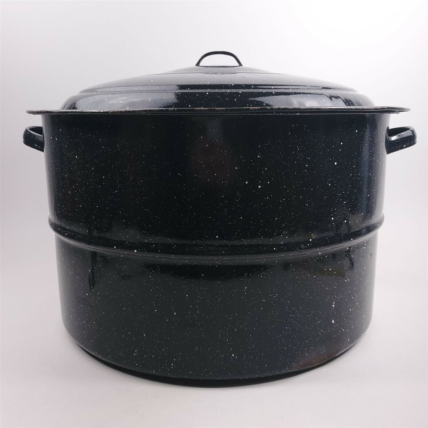 Cookware Vintage Canning StockPot Black Speckled XL w/ Wire Rack