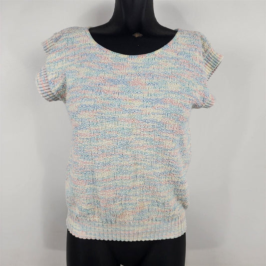 Vintage 1990s Pastel Rainbow Short Sleeve Sweater Vest