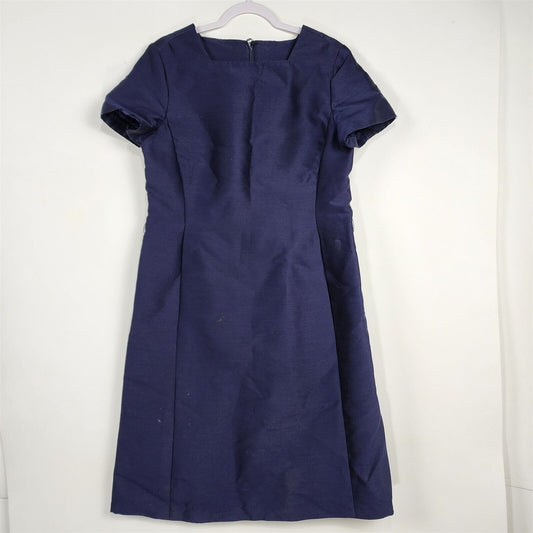 Vintage Alper Schwartz Navy Blue Short Sleeve Dress w/ Pockets Womens XXL Volup