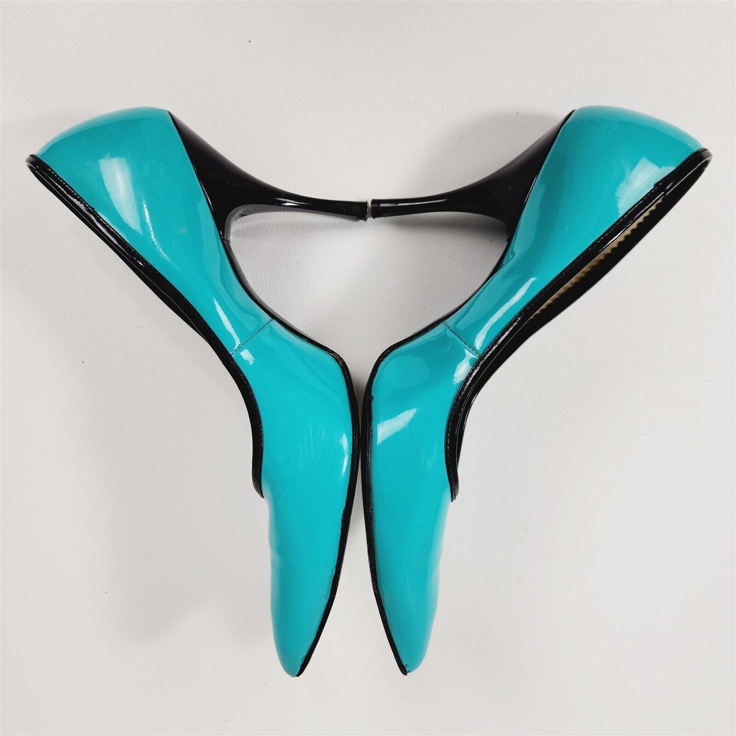 Vintage Karl's Turquoise Blue Pointed Toe Pumps Heels Shoes Size 6.5