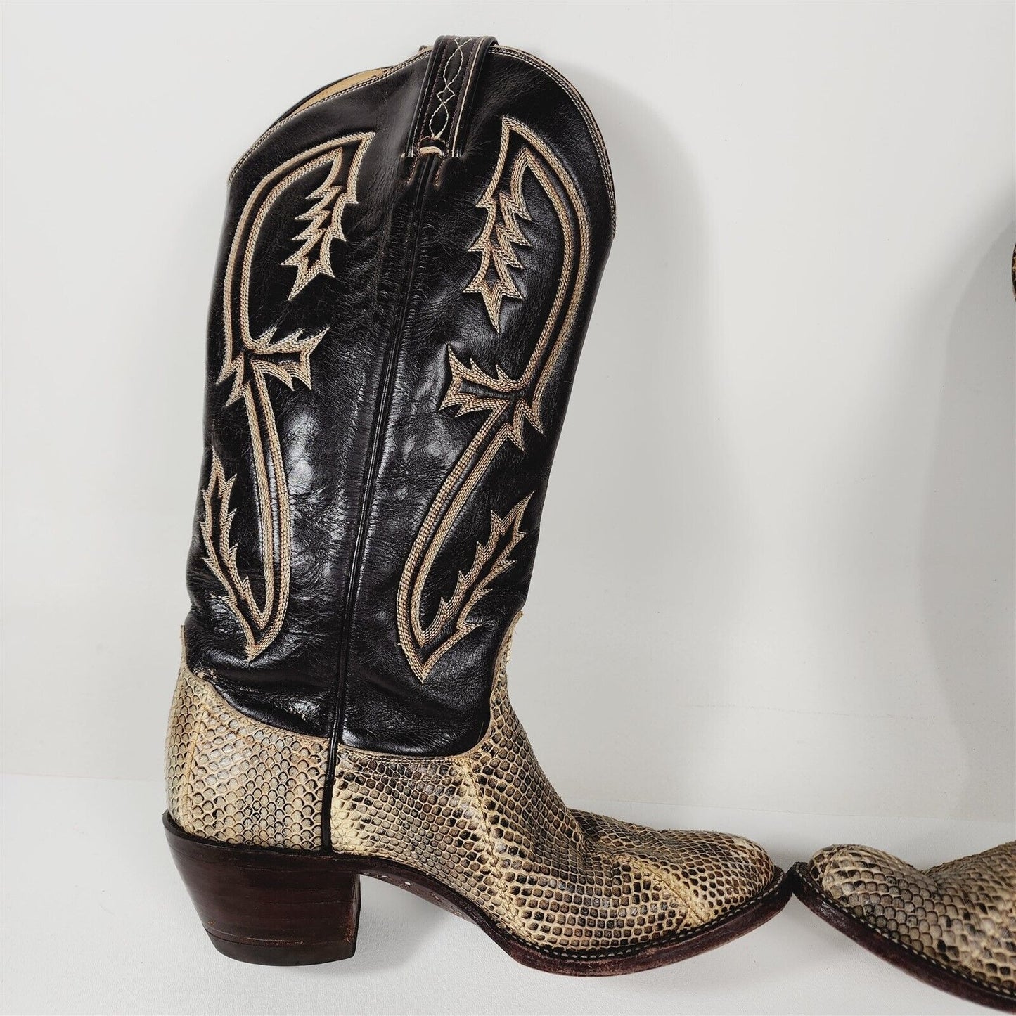 Vintage Tony Lama Leather Python Snakeskin Cowboy Western Boots Size 6B 8460