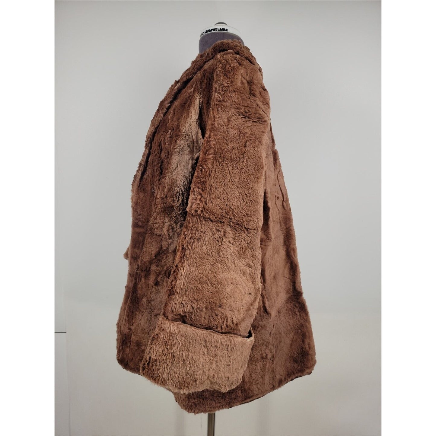 Vintage Brown Fur Coat Tight Short Fur Lined Womens L/XL