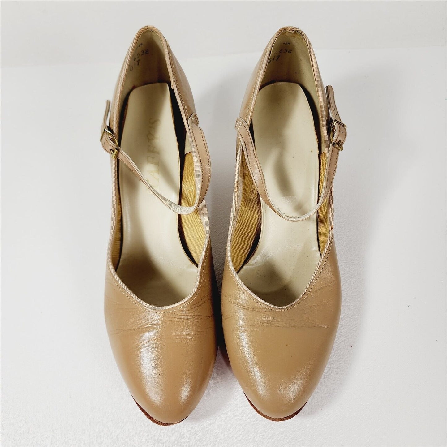 Vintage Taffy's Beige Nude Mary Jane Shoes Heels Size 8 B