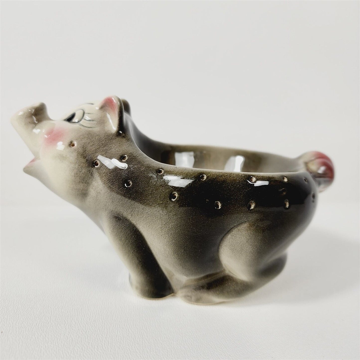 Vintage Ceramic Pig Hatpin Holder Bowl