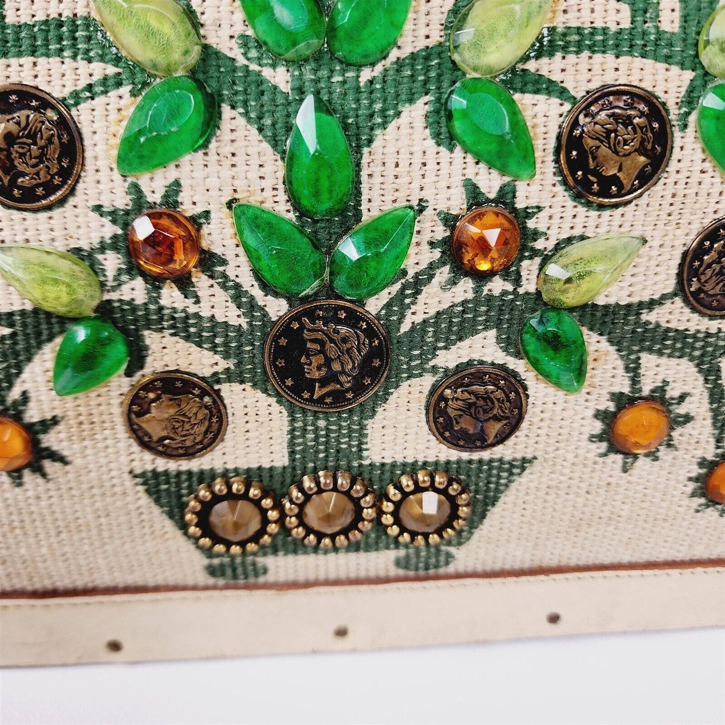 Vintage Enid Collins It Grows on Trees Jewel Patch Handbag Purse Money Coins