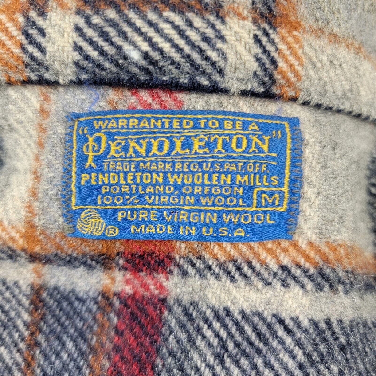 Vintage Pendleton Red Blue Plaid Button Front Wool Jacket Mens Size sale M