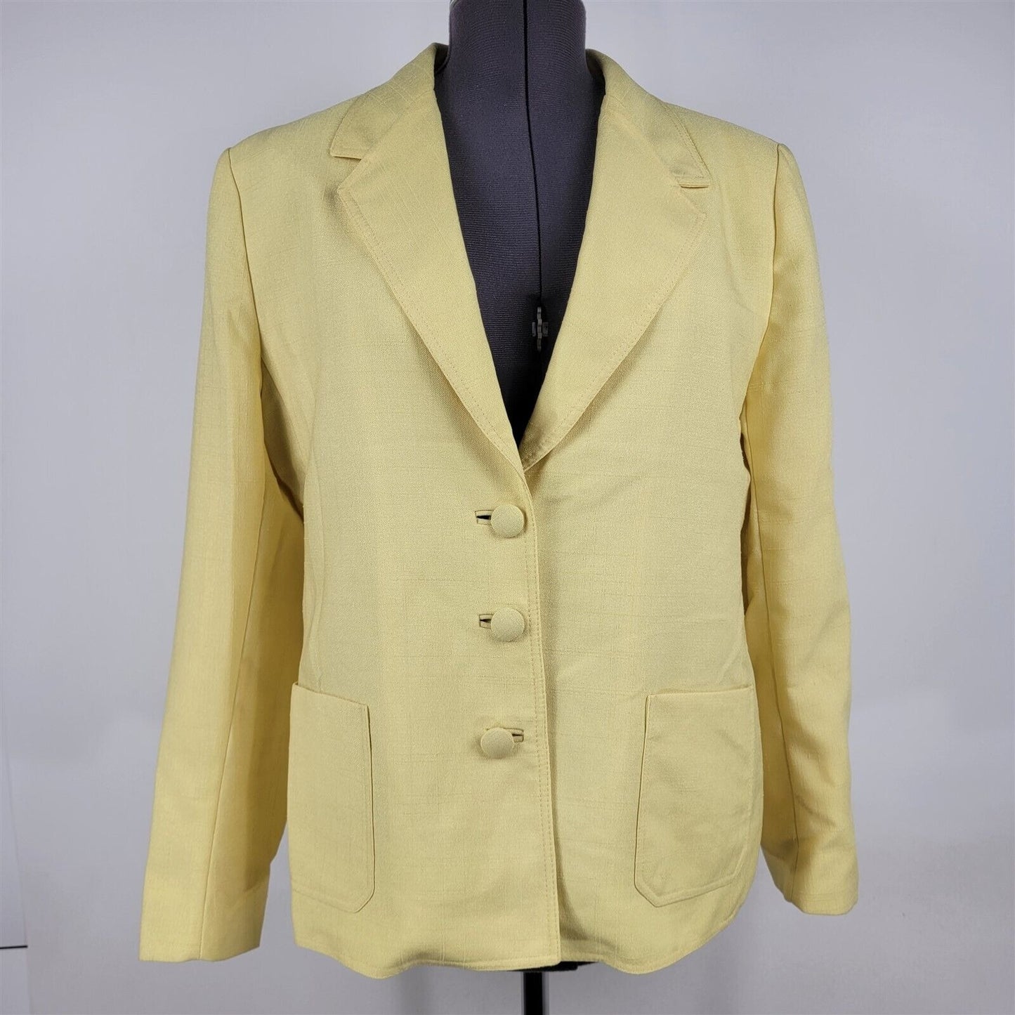 Vintage 1960s Lilli Ann Yellow Suit Career Jacket Blazer Womens Size L/XL