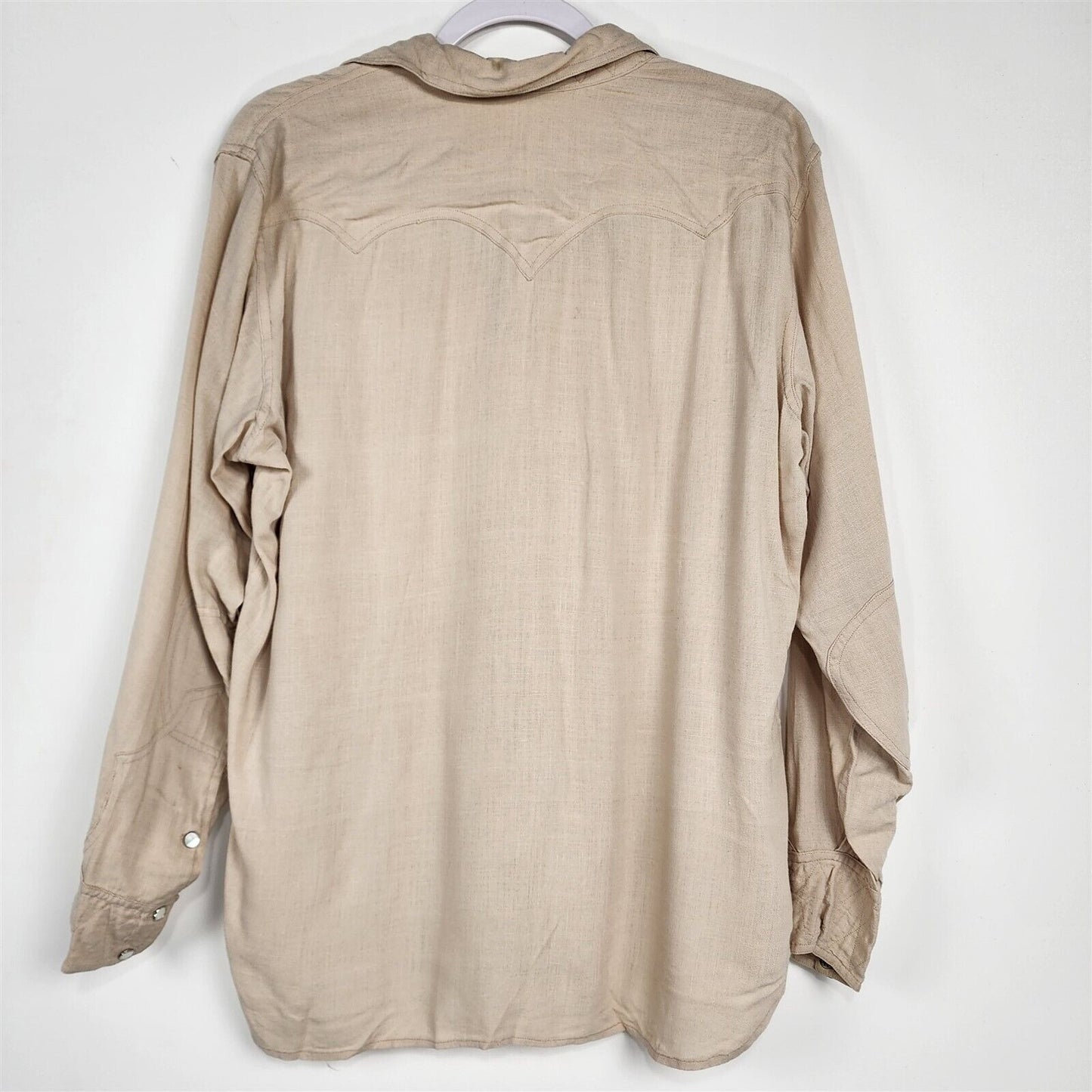 Vintage 1970s Beige Western Pearl Snap Long Sleeve Shirt