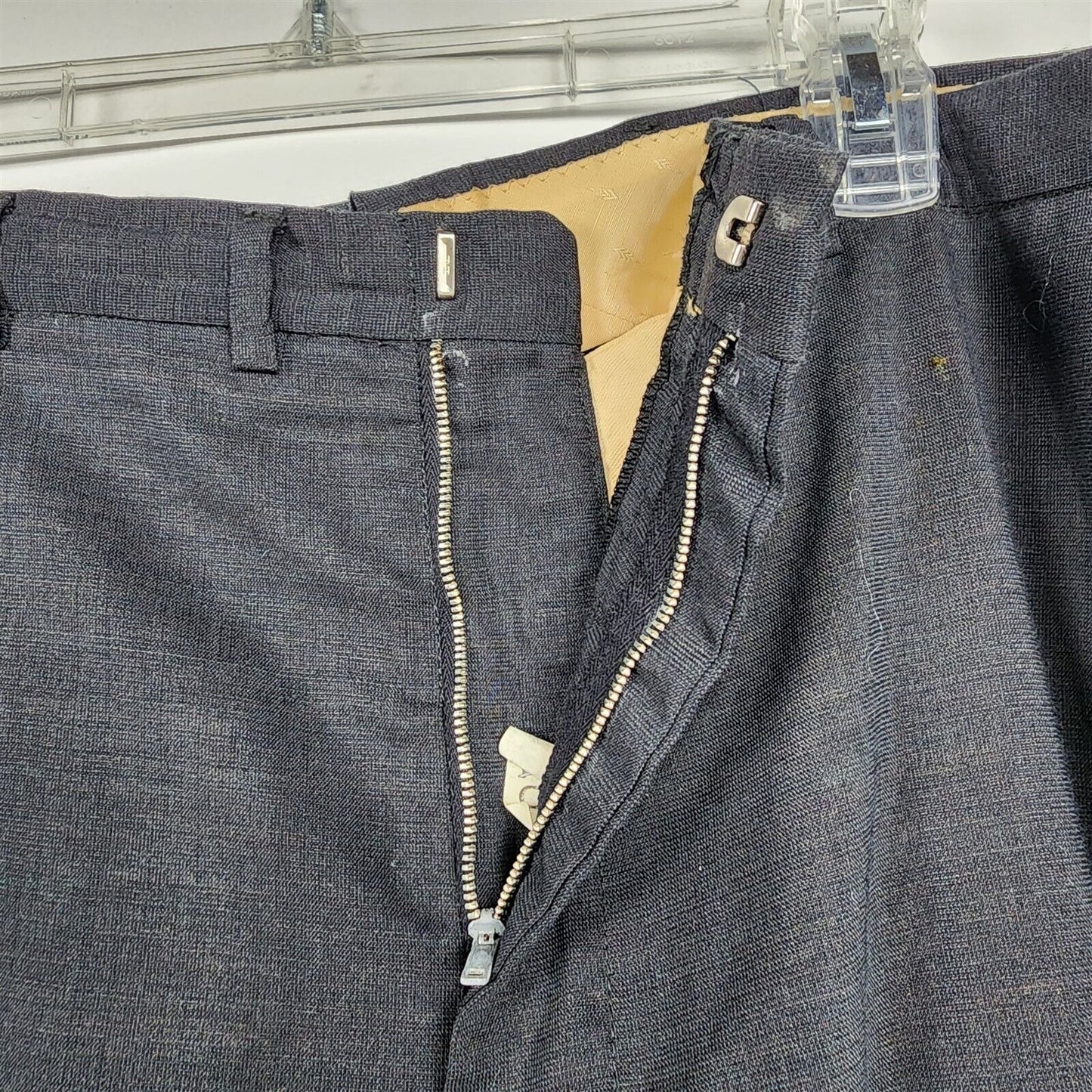 Vintage 1960s Gray Checked Mens Suit Pants Slacks 35x28