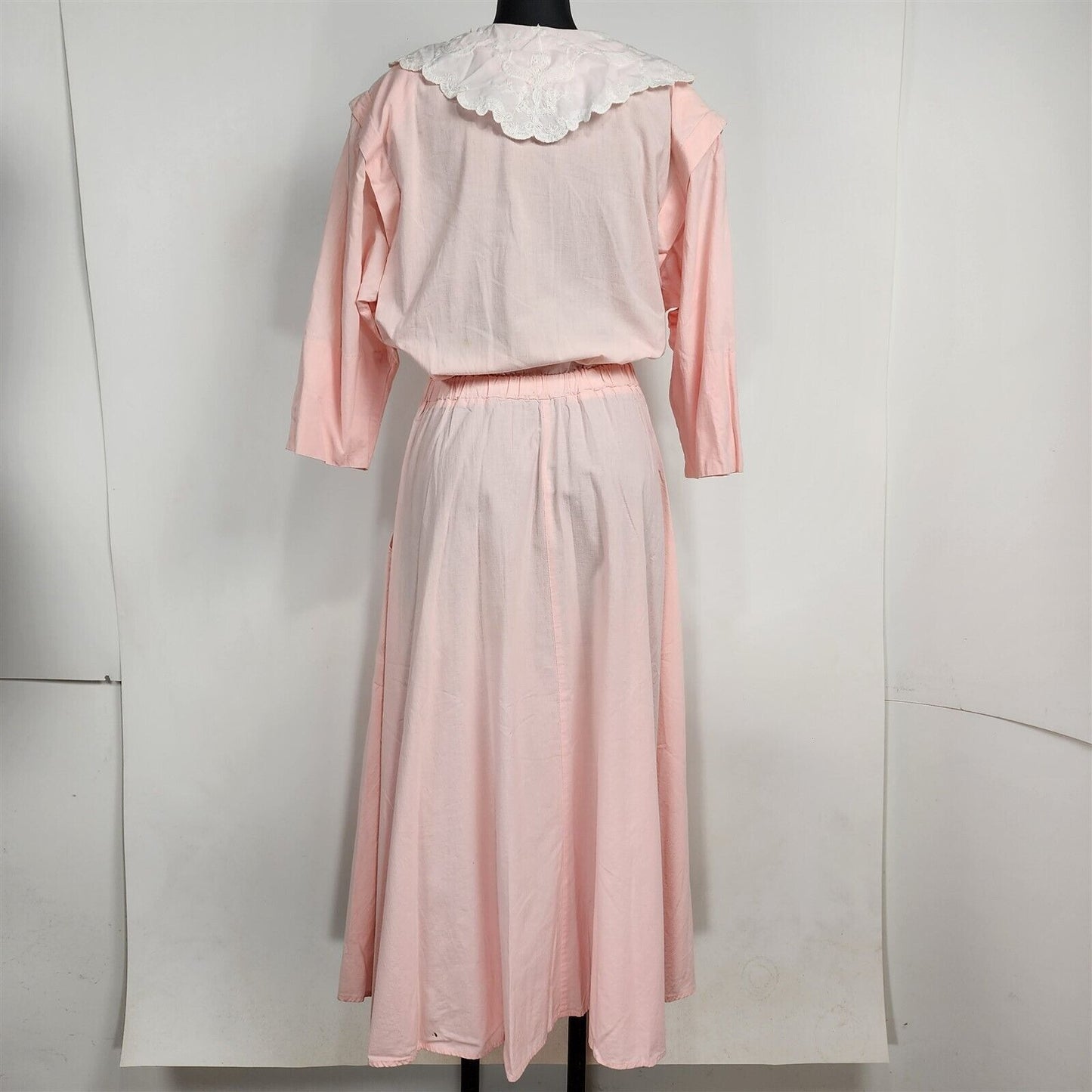 Vintage 1980s Benson & Smith Light Pink Button Front Swing Cotton Dress