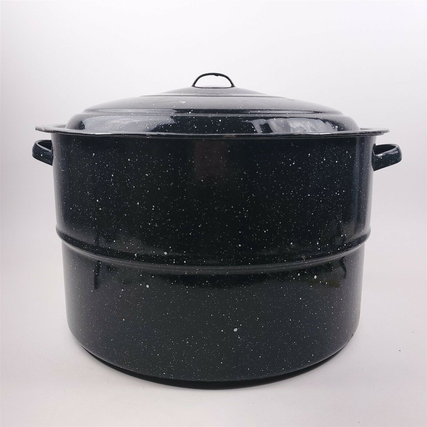 Cookware Vintage Canning StockPot Black Speckled XL w/ Wire Rack