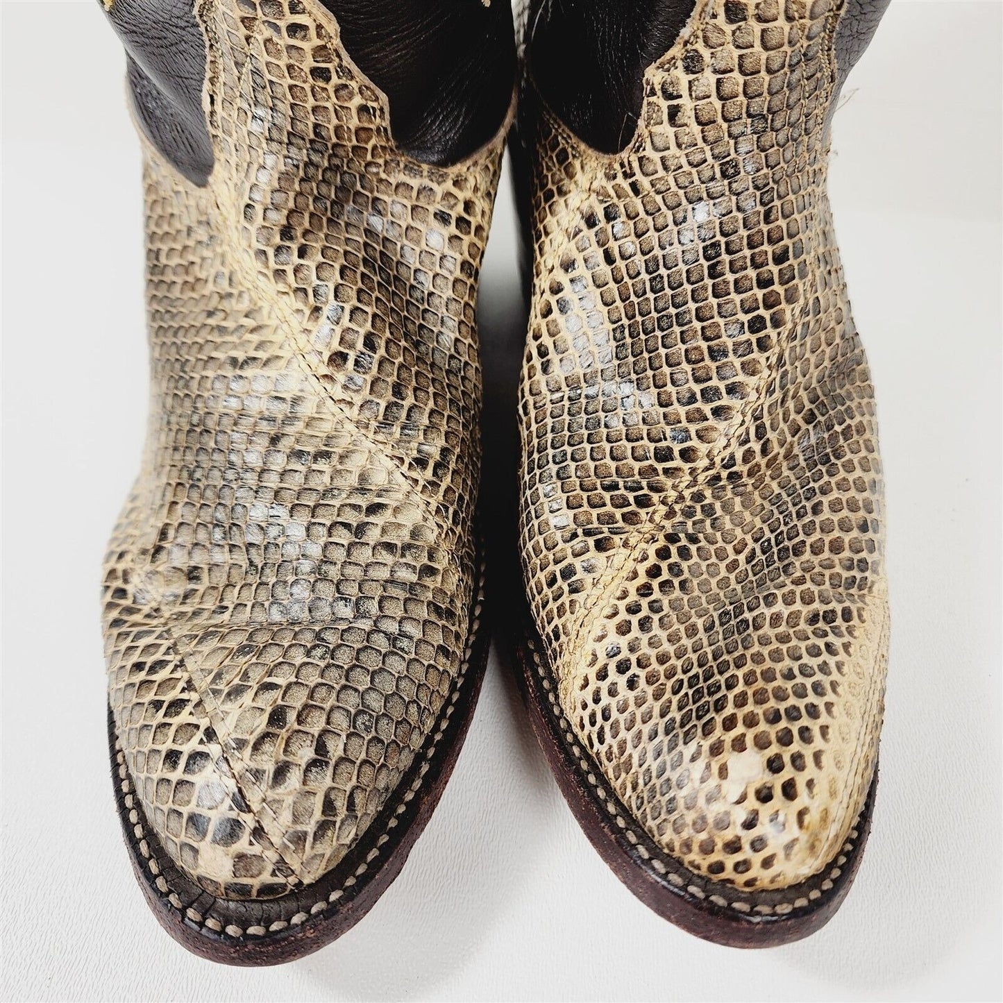 Vintage Tony Lama Leather Python Snakeskin Cowboy Western Boots Size 6B 8460