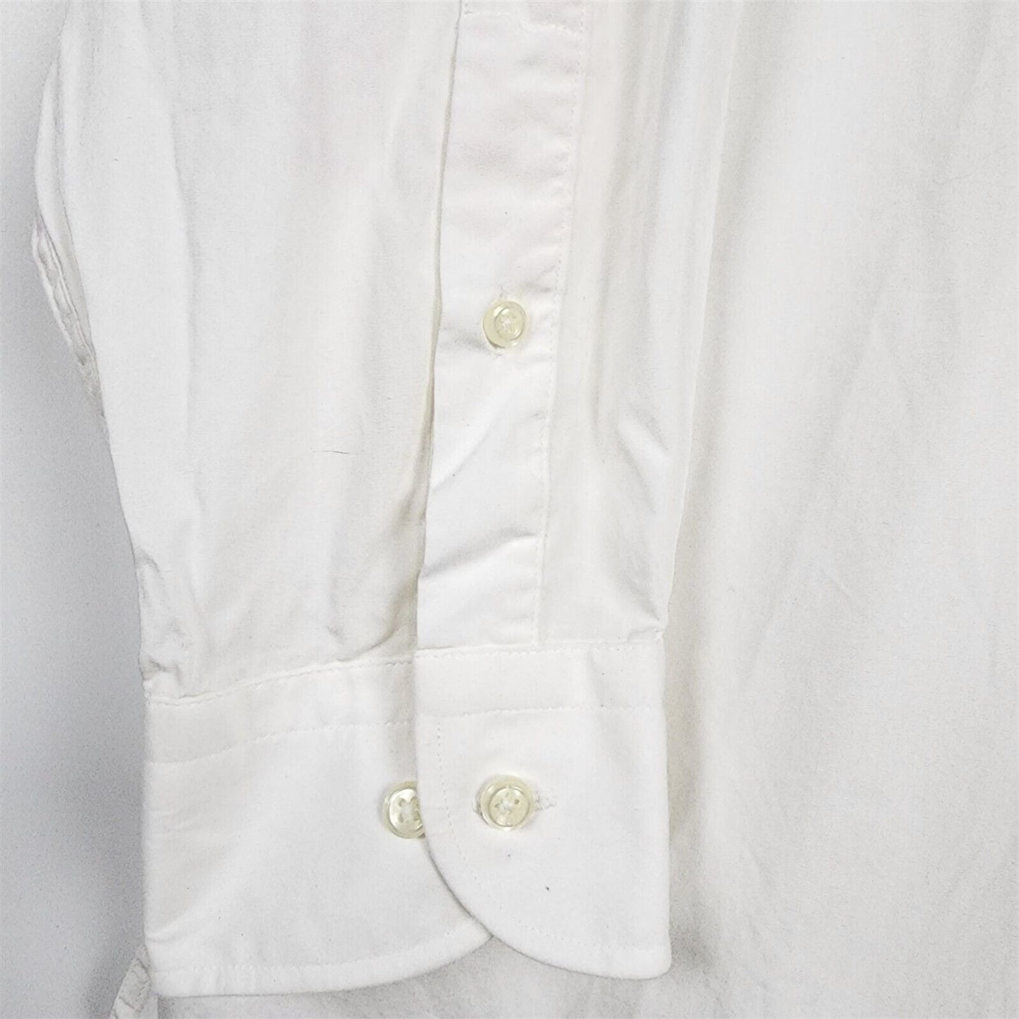 Vintage Bass White Cotton Long Sleeve Mens Dress Shirt 17 32/33