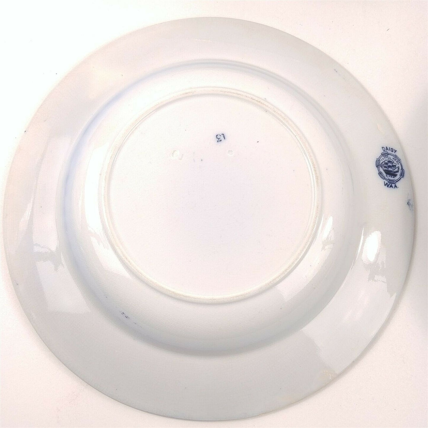 4 WAA William Alsager Adderley Daisy Blue 9 7/8" Rimmed Dinner Bowls Antique