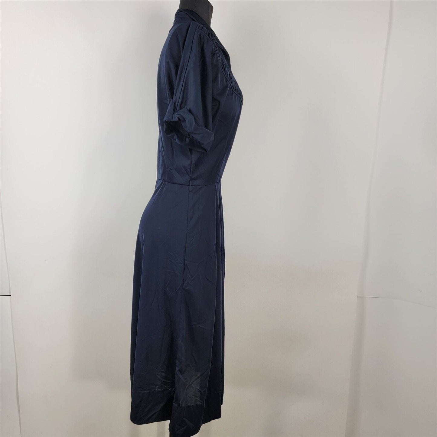 Vintage 1950s Kerrybrooke Navy Blue Nylon Uniform Dress