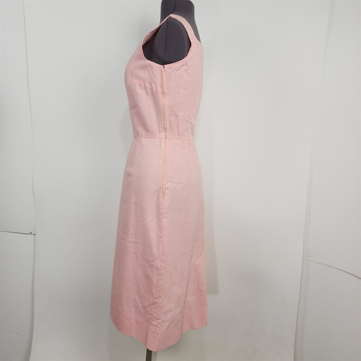 Vintage Pink Square Neck Straight Sheath Dress Womens Size M