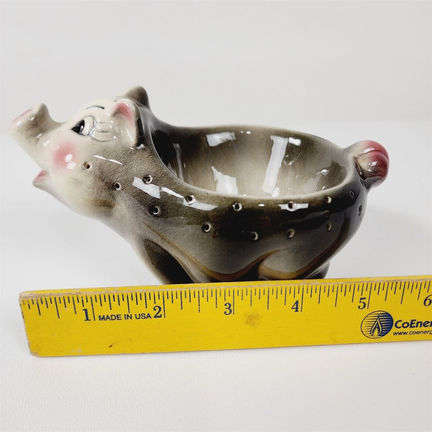 Vintage Ceramic Pig Hatpin Holder Bowl