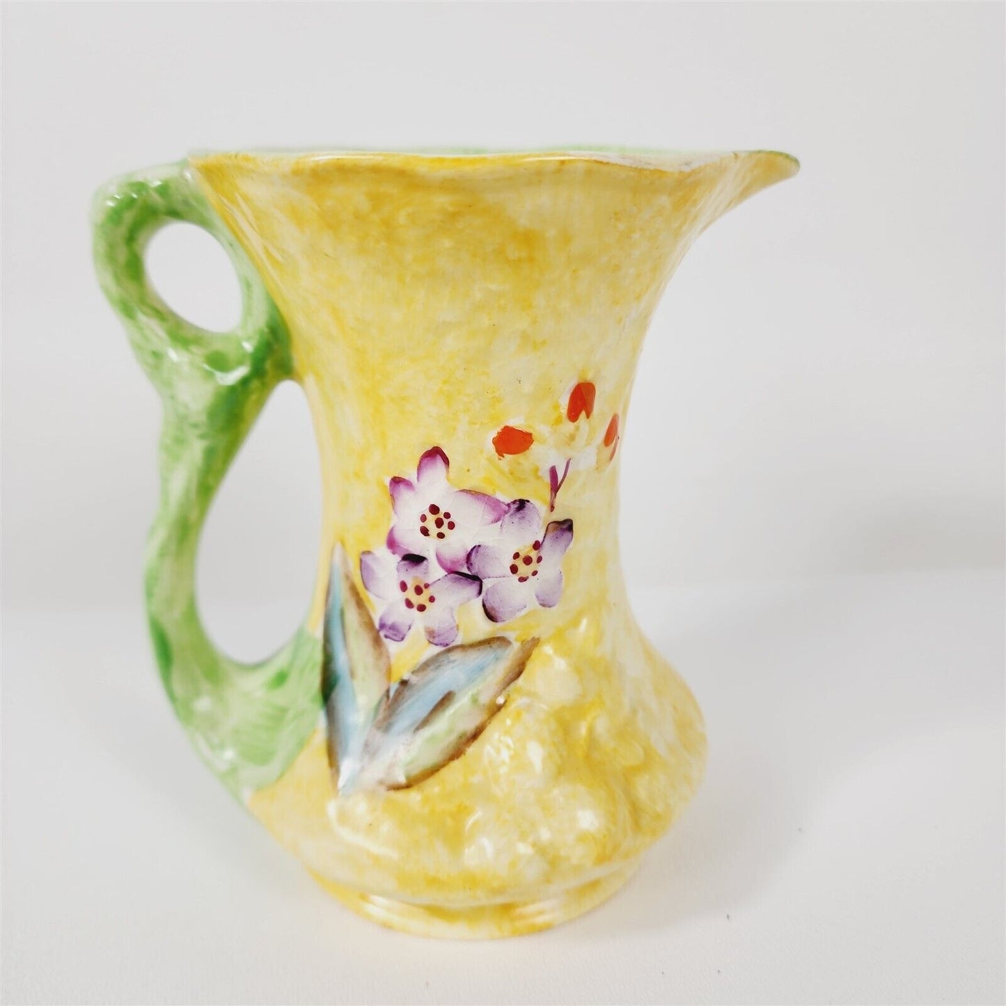 Vintage James Kent Bramble Longton Pitcher Floral Painted Yellow Green - 5" tall