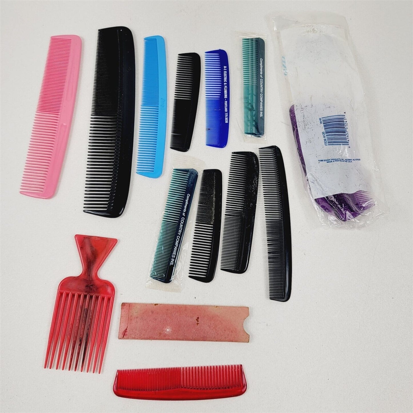 Lot of 15 Vintage Hair Combs Picks Goody Pink Black Red Green Blue