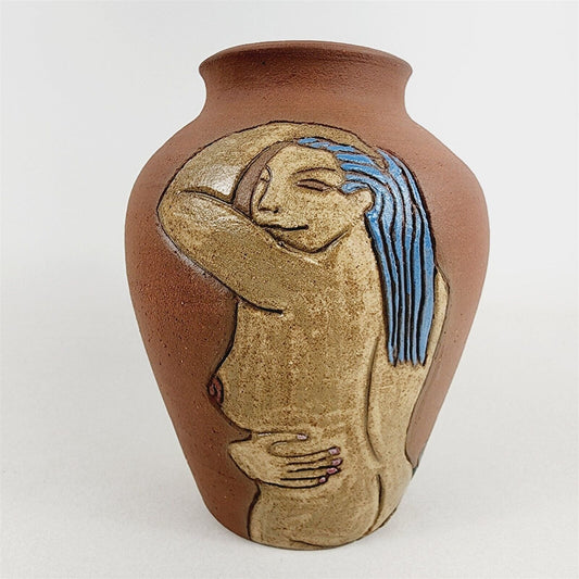 Glen LaFontaine Art Pottery Pot 2 Nude Women 6-17-2000 - 7 1/2" tall