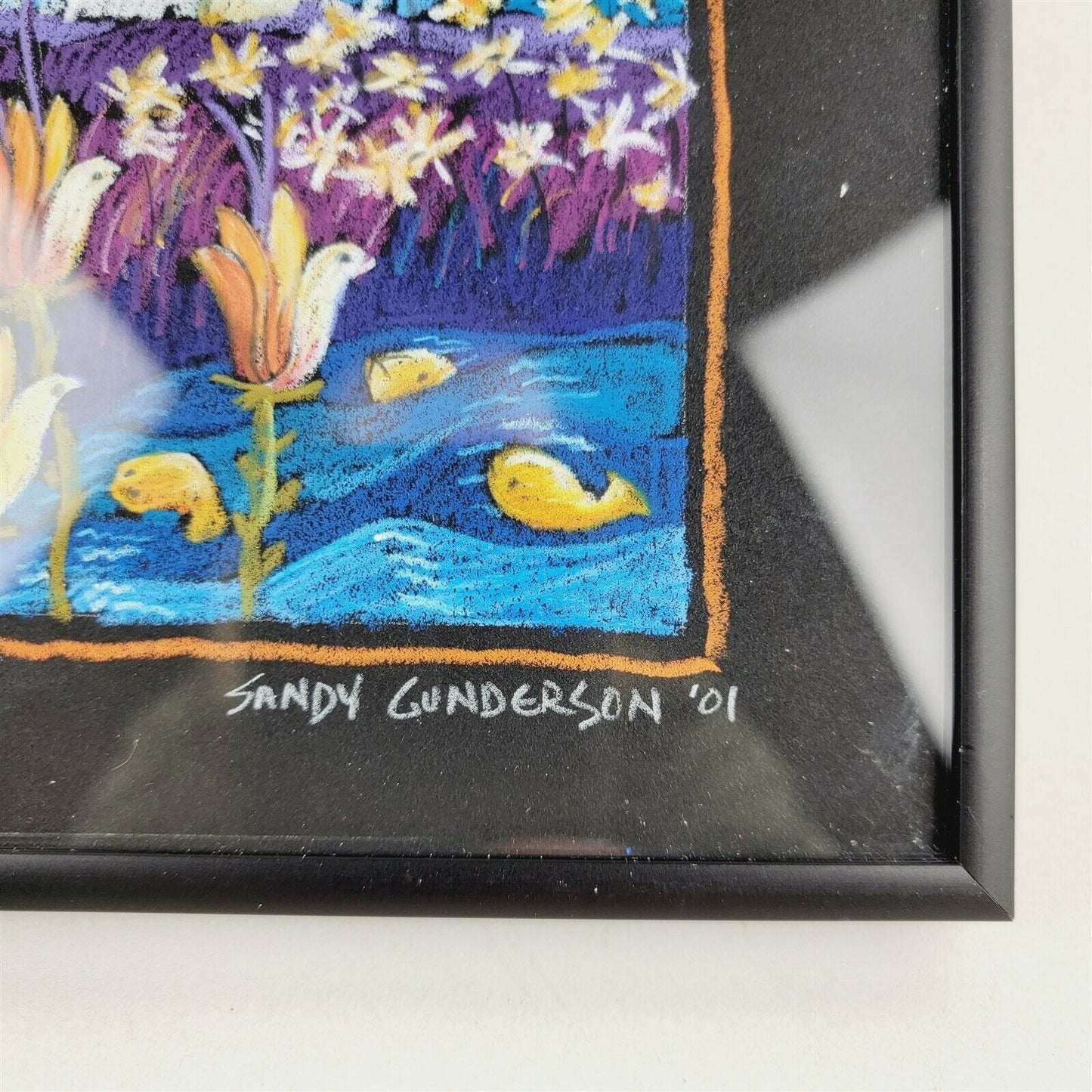 Sandy Gunderson Bass Art "Creation's Praise" Crayon 2001 - 8" x 8"