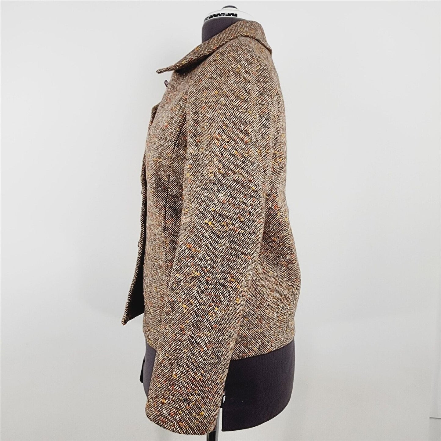 Vintage Betty Rose 1960s Brown Tweed Jacket Button Front Button Loop Coat