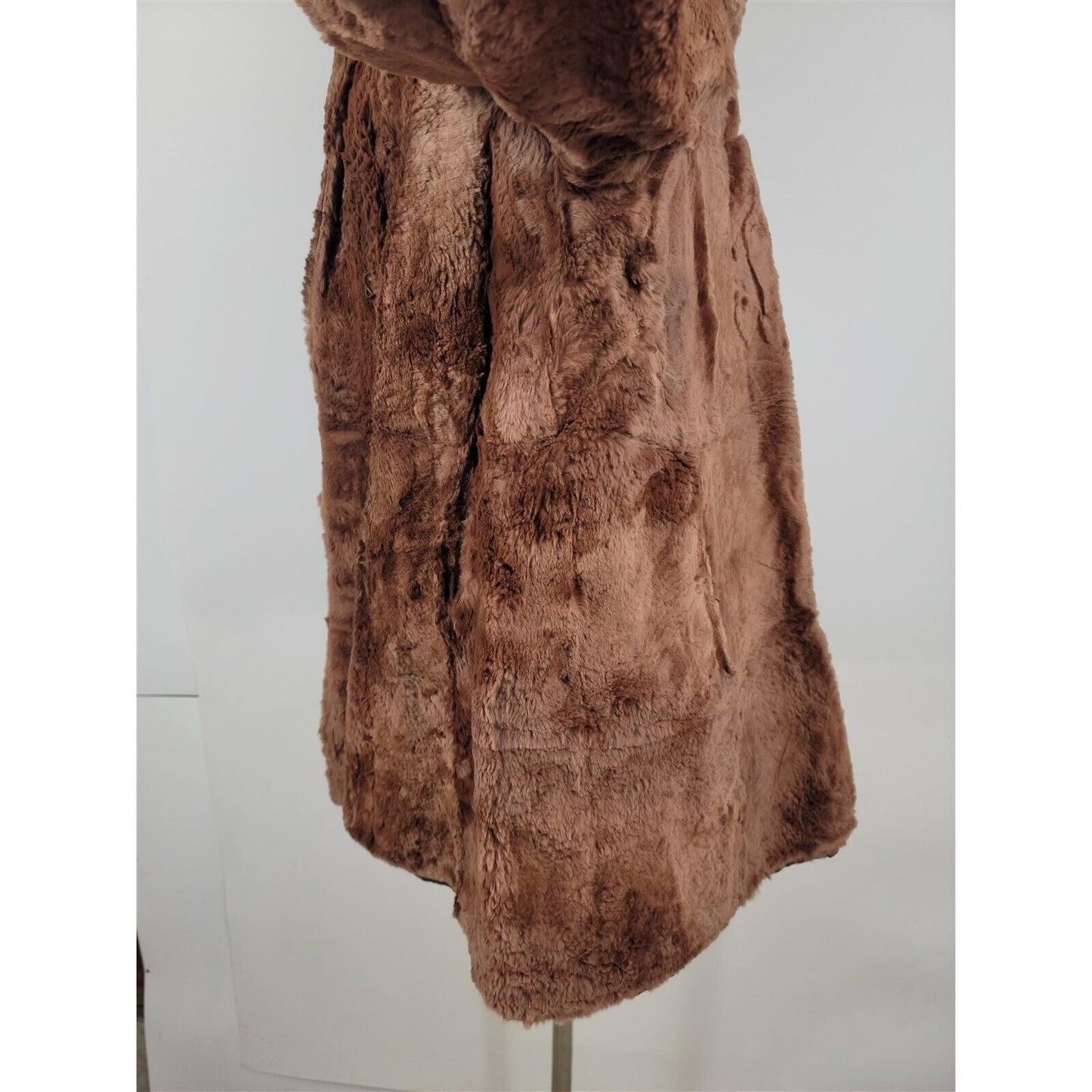 Vintage Brown Fur Coat Tight Short Fur Lined Womens L/XL