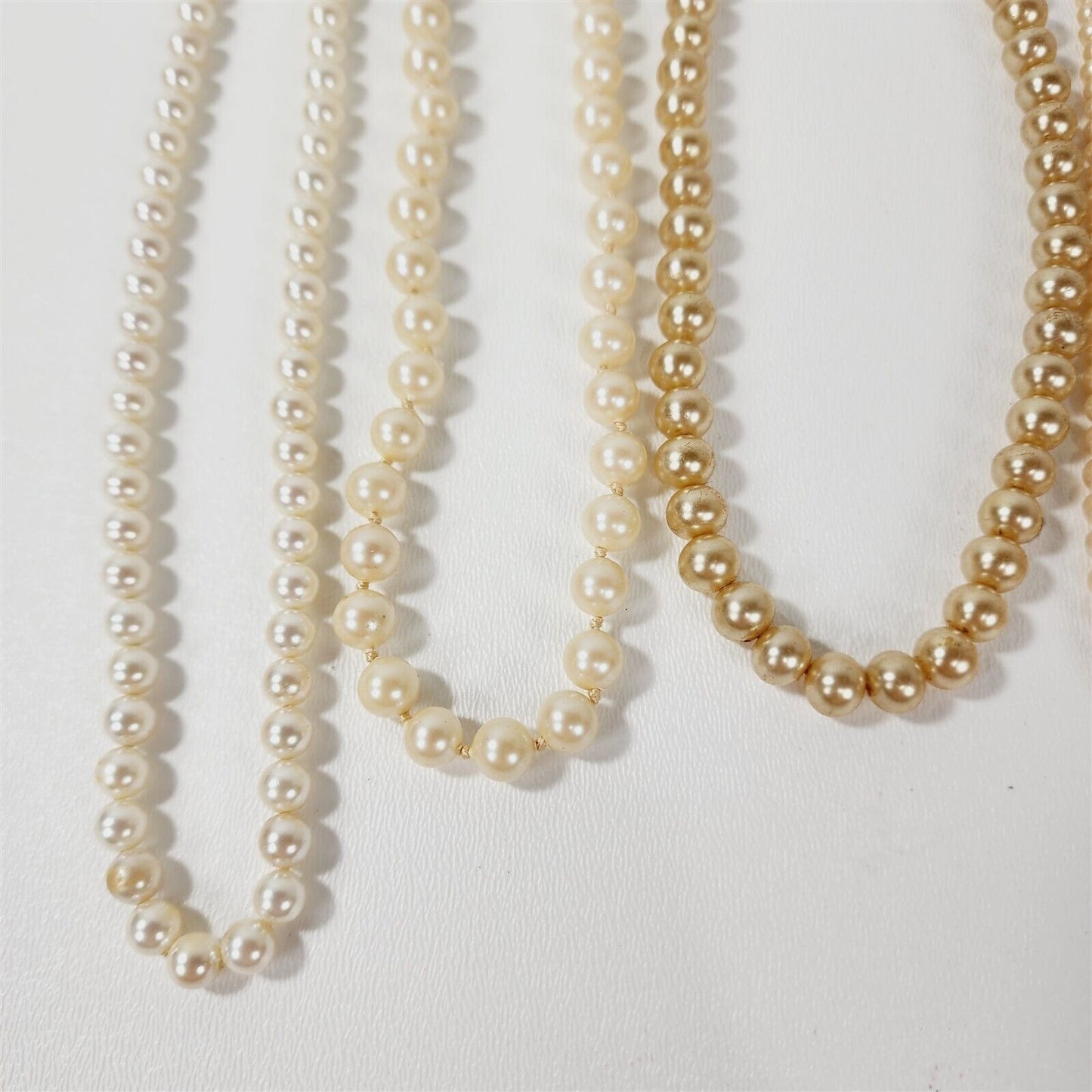 6 Vintage Faux Pearl Beaded Retro Necklaces