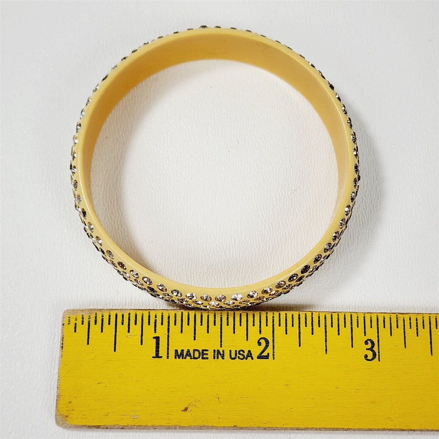 Vintage Yellow Rhinestone Bakelite Bangle Bracelet