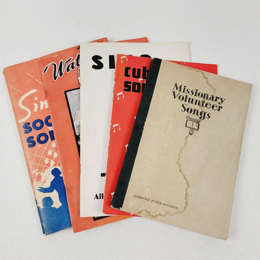 5 Vintage School Song Booklets Songbooks Cub Scout Missionary Volunteer Music