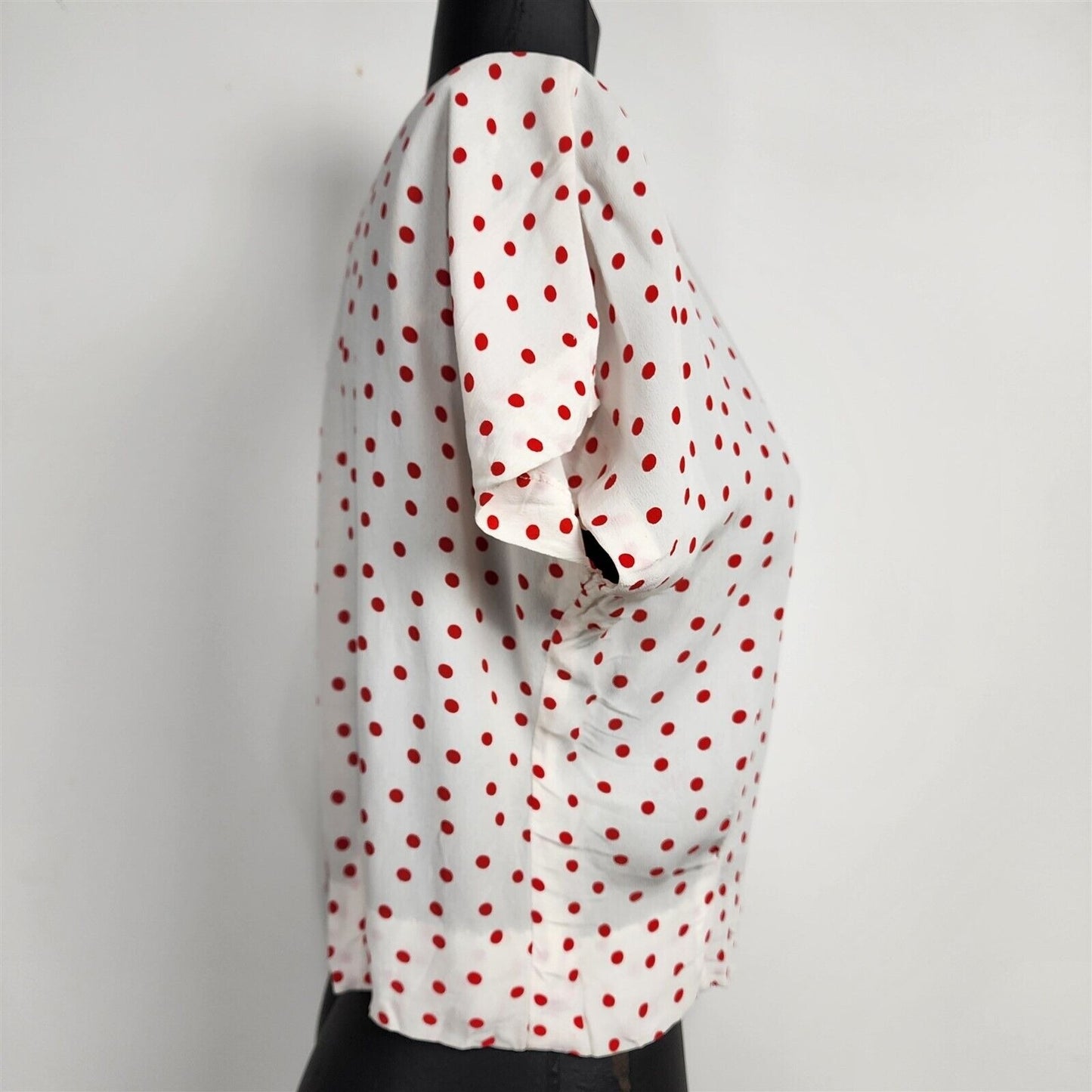 Vintage White w/ Red Polka Dots Short Sleeve Top Blouse Womens S